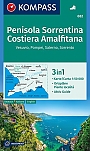 Wandelkaart 682 Sorrento Costiera Amalfi  Penisola Sorrentina, Costiera Amalfitana Vesuvius Pompeii Salerno Sorrento Kompass