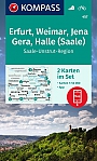 Wandelkaart 457 Gotha, Erfurt, Weimar, Thüringer Becken, Jena Gera - Halle (Saale)  2 kaarten. Kompass