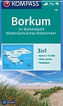 Wandelkaart 727 Borkum im Nationalpark Niedersächsisches Wattenmeer Kompass
