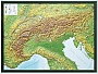 Reliefkaart Alpen met Houten lijst 77cm x 57cm | Georelief