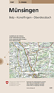 Topografische Wandelkaart Zwitserland 1187 Munsingen Belp Konolfingen Oberdiessbach - Landeskarte der Schweiz