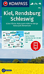 Wandelkaart 714 Kiel Rendsburg Schleswig Naturpark Hüttener Berge Naturpark Westensee Kompass