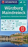 Wandelkaart 166 Würzburg, Maindreieck Kompass