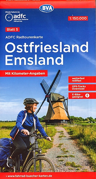 Fietskaart 5 Ostfriesland, Emsland | ADFC Radtourenkarte - BVA Bielefelder Verlag