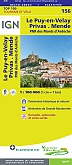 Fietskaart 156 Le Puy en Velay Privas PNR des Monts d'Ardeche - IGN Top 100 - Tourisme et Velo