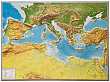 Reliëfkaart Middellandse Zee Gebied Mediterranee Groot 77cm x 57cm | Georelief