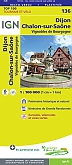 Fietskaart 136 Dijon Chalon Sur Saone Cote d'Or - IGN Top 100 - Tourisme et Velo