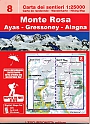 Wandelkaart 8 Monte Rosa Alte valli d'Ayas e del Lys L'Escursionista
