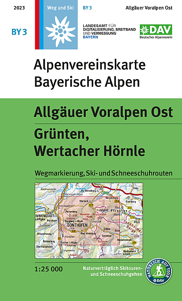 Wandelkaart BY 3 Allgäuer Voralpen Ost, Grünten, Wertacher Hörnle |  Alpenvereinskarte