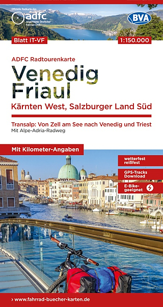 Fietskaart 29 Venedig, Friaul, Kärnten West | ADFC Radtourenkarte - BVA Bielefelder Verlag