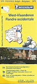 Fietskaart - Wegenkaart - Landkaart 371 West-Vlaanderen - Flandre occidentale | Michelin Provienciekaart België