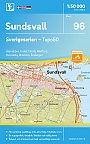 Topografische Wandelkaart Zweden 96 Sundsvall Sverigeserien Topo 50