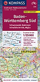 Fietskaart 3711 Baden-Württemberg Süd, Schwarzwald, Bodensee, Schwäbische Alb, Allgäu | Kompass