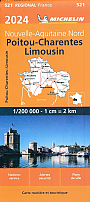Wegenkaart - Landkaart 521 Poitou Charentes Limousin 2024 - Michelin Region France