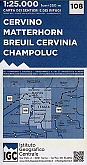 Wandelkaart 108 Cervino Matterhorn, Breuil Cervinia, Champoluc  | IGC Carta dei sentieri e dei rifugi