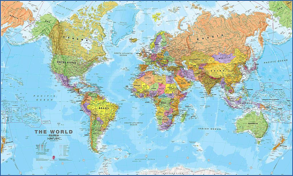 vaak vervagen Zullen Wereldkaart Politiek papier met vlaggen 103 x 74 cm Maps International -  9781910378052 - Wandkaarten continenten - Wereld - Maps international |  Landschap Reisboekwinkel